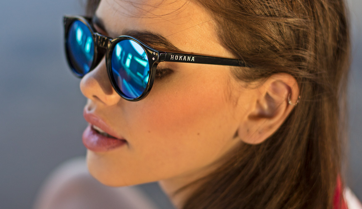 Gafas de sol baratas de calidad Shasta negra lente azul