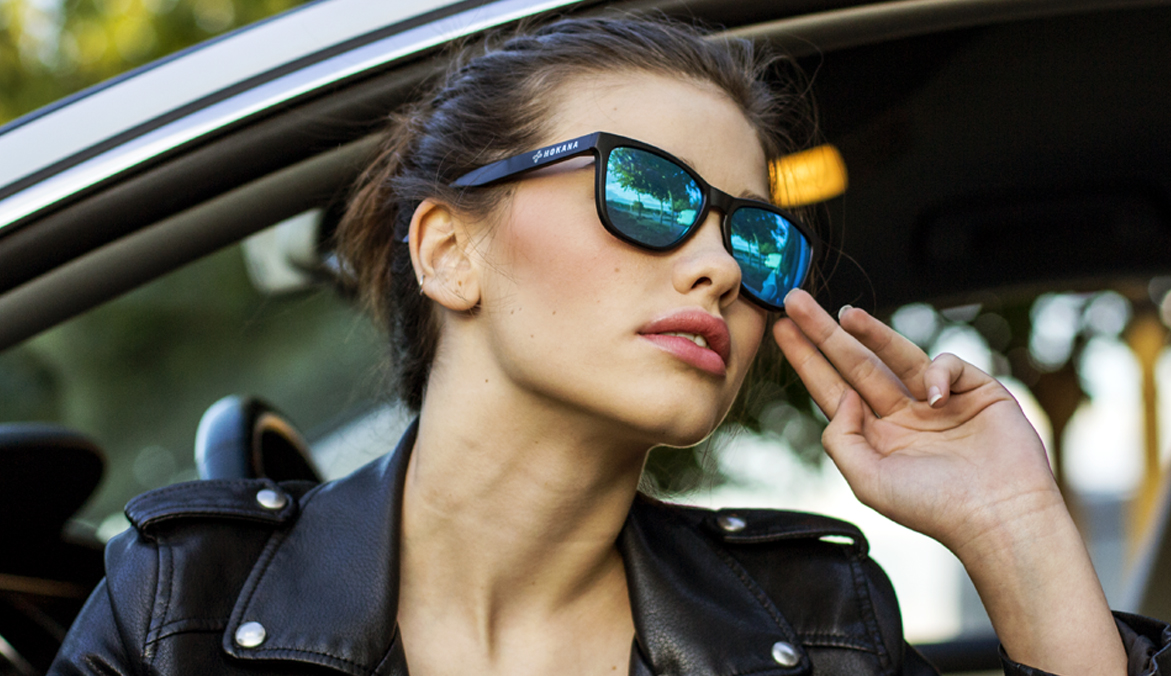Gafas de sol baratas mujer de calidad Yana negra lente azul